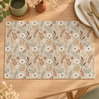 Soft Neutral Sage Terracotta Wildflowers Placemat