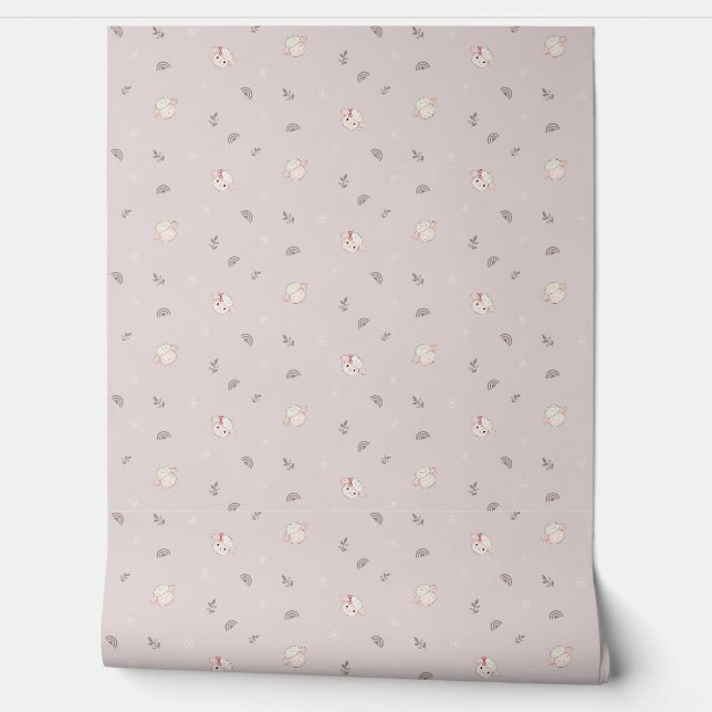 Soft Neutral Sheep Kids Room/ Nursery Wallpaper (Unrolling)