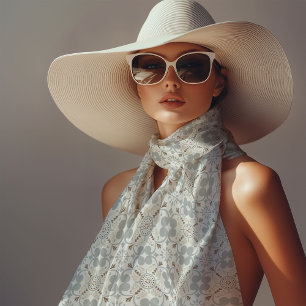 Soft Neutral Spanish Tile Chiffon Scarf