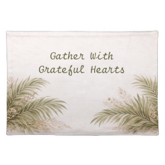 Soft Neutral Tropical Palm Botanical Watercolor Cloth Placemat
