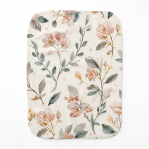 Soft Neutral Wildflower Sage Watercolor Botanical Baby Burp Cloth