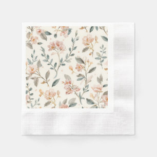 Soft Neutral Wildflower Sage Watercolor Botanical Napkins