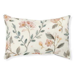 Soft Neutral Wildflower Sage Watercolor Botanical Pet Bed
