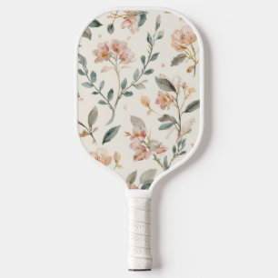Soft Neutral Wildflower Sage Watercolor Botanical Pickleball Paddle