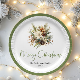 Soft Nordic Christmas Personalized Family Party  Paper Plates