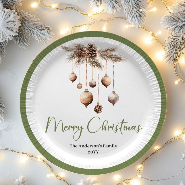 Soft Nordic Christmas Personalized Family Party Pl Paper Plates (Soft Nordic Christmas Personalized Family Party Plates)