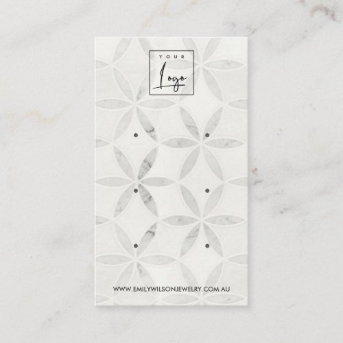 SOFT OFF WHITE FLORAL 3 STUD EARRING DISPLAY CARD