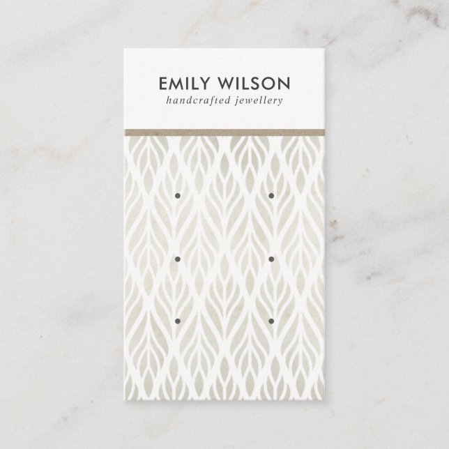 SOFT OFF WHITE FLORAL 3 STUD EARRING DISPLAY CARD (Front)