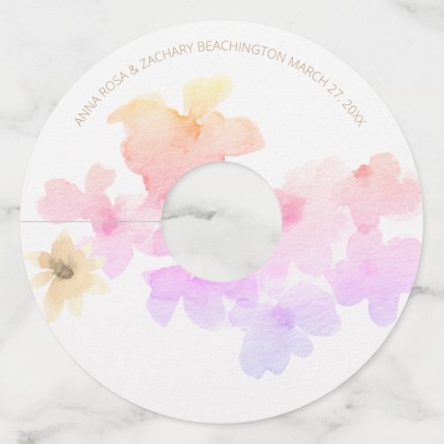  Soft Ombre Peach Pink Floral Watercolor Wine Glass Tag