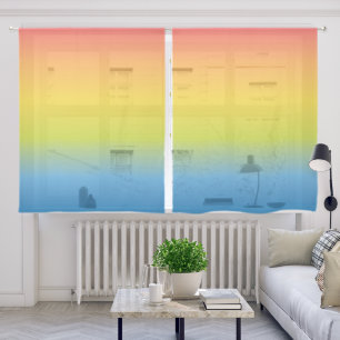 Soft Ombre Rainbow Stripes Sheer Curtains