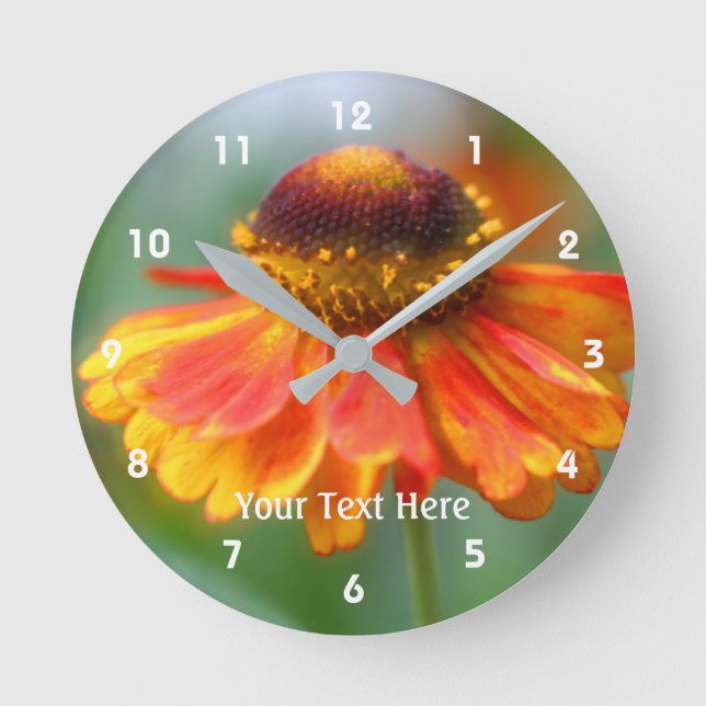 Soft Orange And Yellow Zinnia Flower Nature Round Clock (Front)