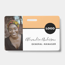 Soft Orange Clinic Staff Photo ID Logo Badge