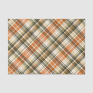 Soft Orange, Green & Cream Plaid Tissue Paper