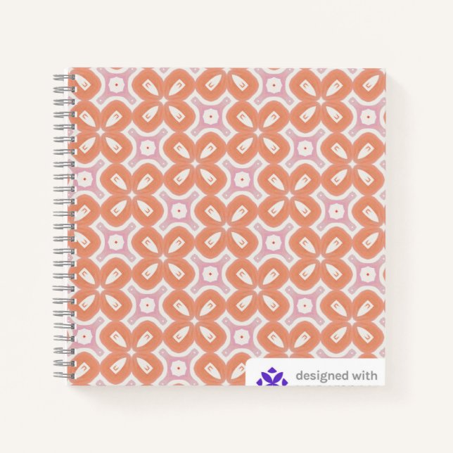 Soft Orange & Pink Floral Geometric Notebook – Aes (Front)