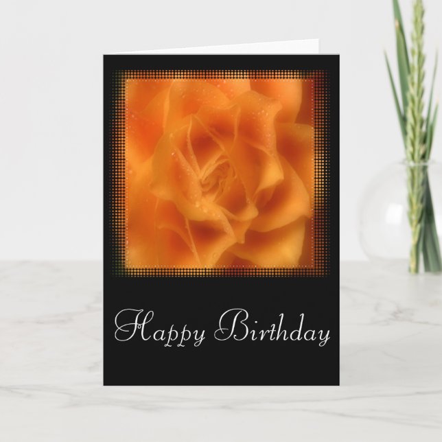 Soft Orange Roses Happy Birthday Card Design 1 (Front)