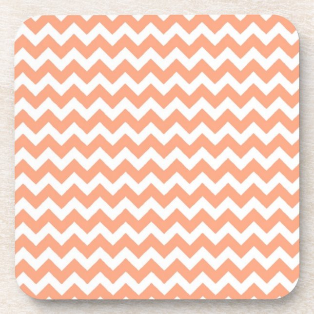 Soft Orange Zig Zag Chevron Beverage Coaster (Front)