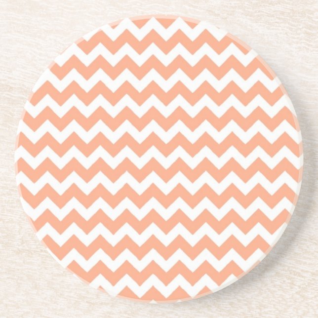 Soft Orange Zig Zag Chevron Sandstone Coaster (Front)