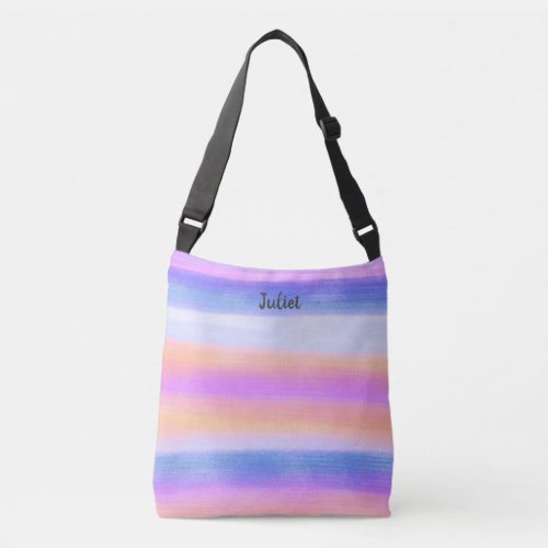 Soft  Original Contemporary Color Stripe Name Crossbody Bag