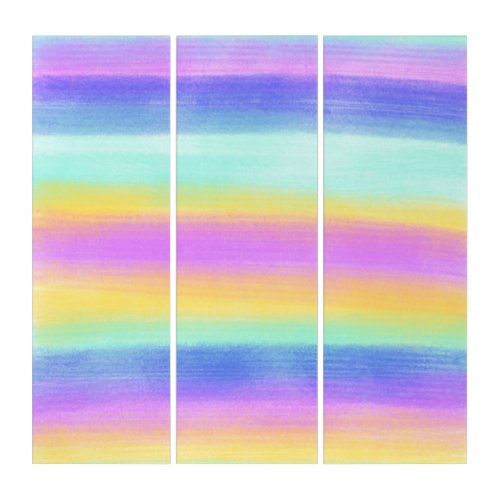 Soft  Original Contemporary Color Stripe Triptych