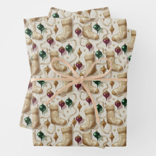Soft Ornaments Heirloom Christmas Stockings Wrapping Paper Sheets