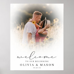 Soft Overlay Wedding Welcome Sign with Photo