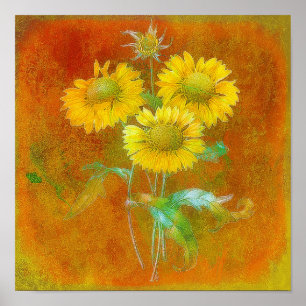 Soft painted sunflowers poster