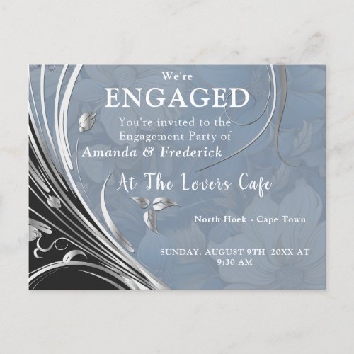 Soft Pale Blue White Mixture Flowers  Invitation Postcard