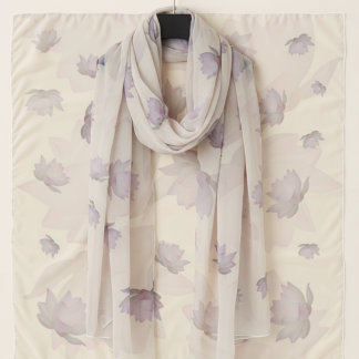 Soft Pale Cream Lotus Blossom Nature Inspired Scarf