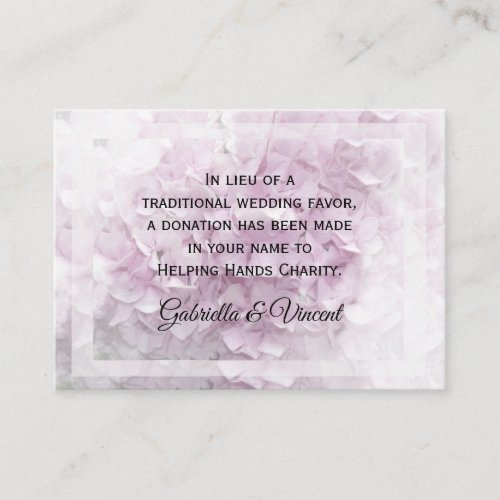 Soft Pale Pink Hydrangea Wedding Charity Card