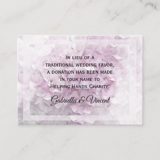 Customizable Soft Pink Hydrangea Wedding Charity Card Business Card Templates