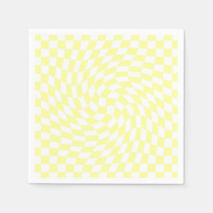 Soft Pale Yellow Checkers Wavy Pattern Napkins