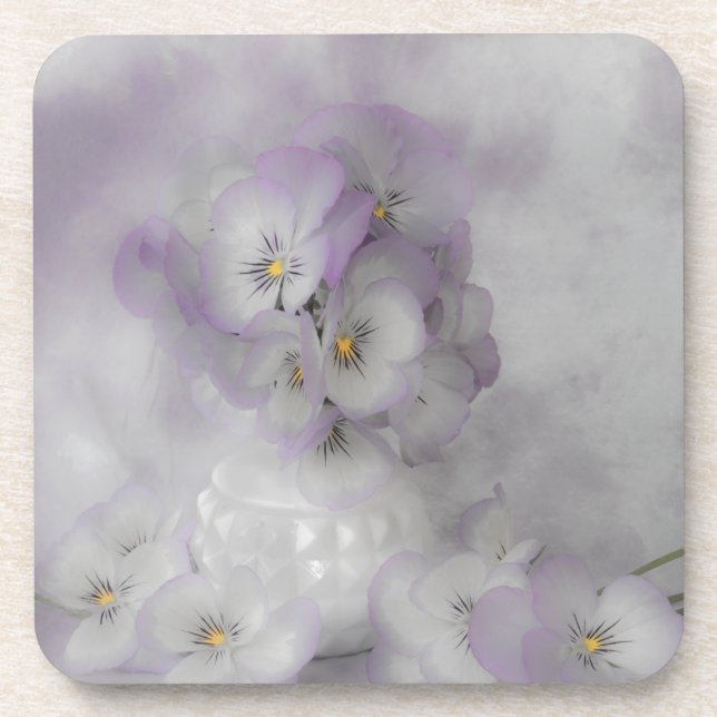 Soft Pansies Drink Coaster (Front)