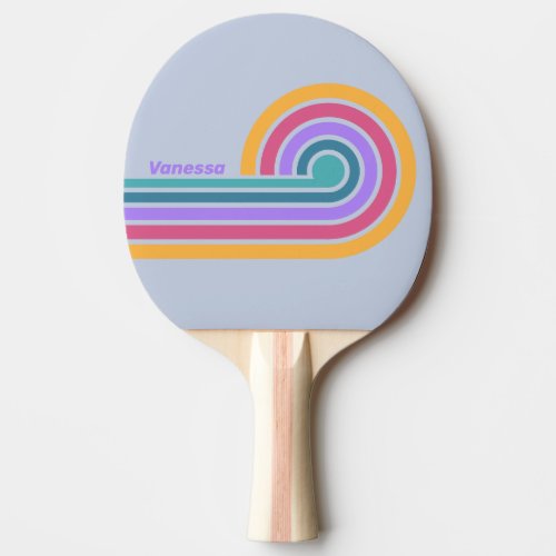 Soft Pansy Dream Curl Stripes with Name Ping Pong Paddle