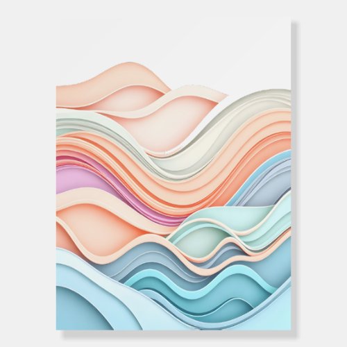 Soft Pastel 3D Abstract Wavy Lines Foam Board