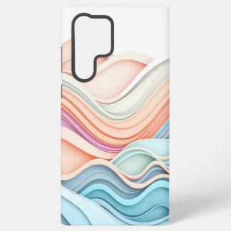 Soft Pastel 3D Abstract Wavy Lines Samsung Galaxy S22 Ultra Case