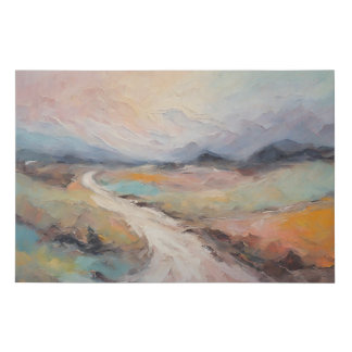 Soft Pastel Abstract Landscape | Path to Mountains Faux Canvas Print
