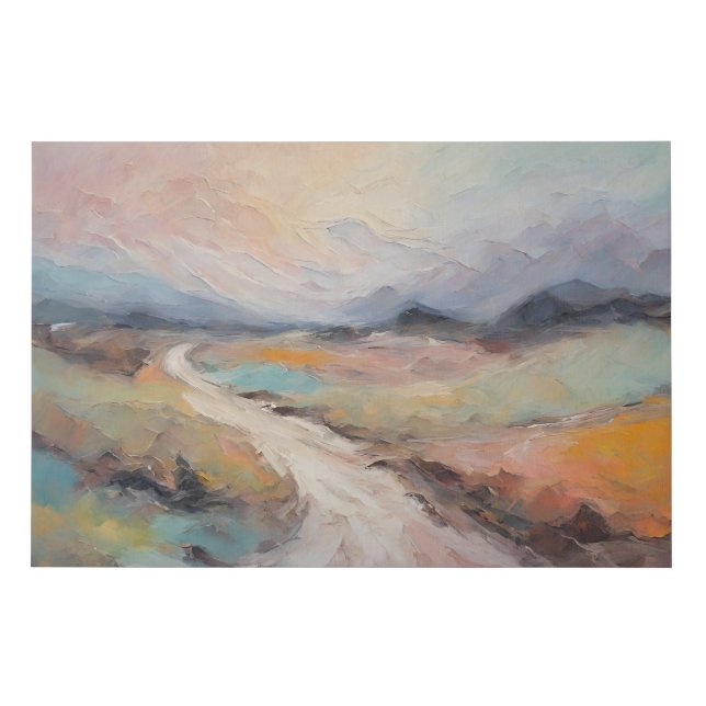 Soft Pastel Abstract Landscape | Path to Mountains Faux Canvas Print (Front)