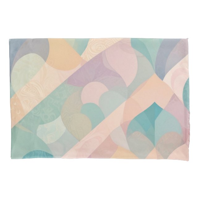 Soft Pastel Abstract Pillowcase with Organic Shape (Front-Left)