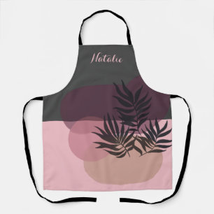 Soft Pastel Abstract Pink & Grey Tropical Apron