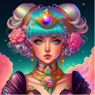 Soft Pastel Anime Girl Cutout