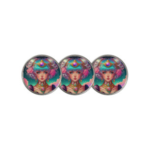 Soft Pastel Anime Girl Golf Ball Marker