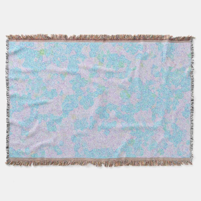Soft pastel aqua lines abstract throw blanket (Front)