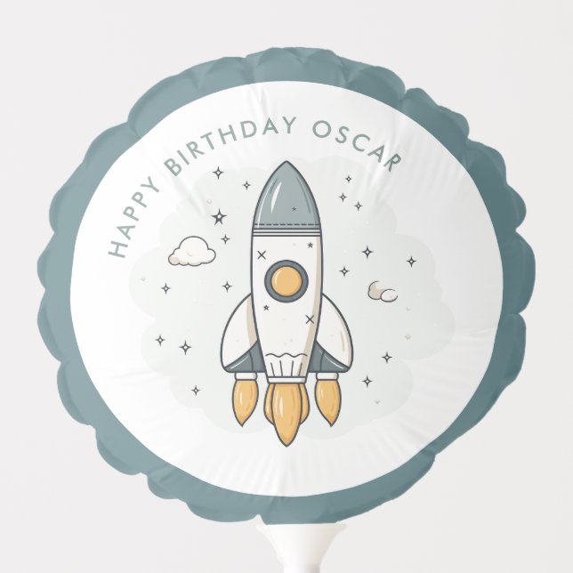 Soft Pastel Beige Rocket Ship  Balloon (Front)