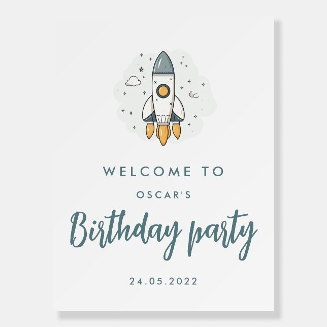 Soft Pastel Beige Rocket Ship Foam Board (Front)