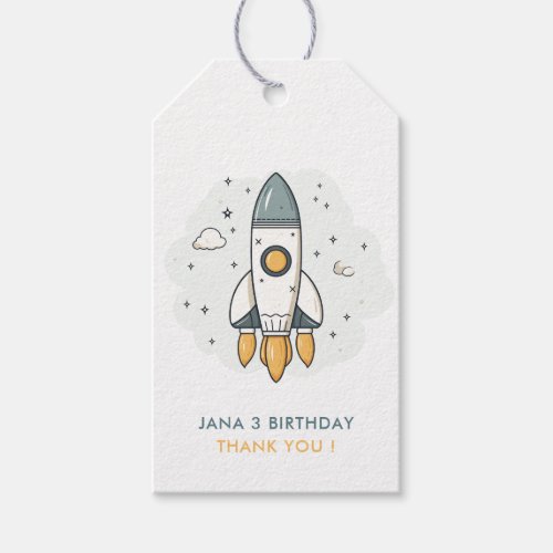 Soft Pastel Beige Rocket Ship  Gift Tags