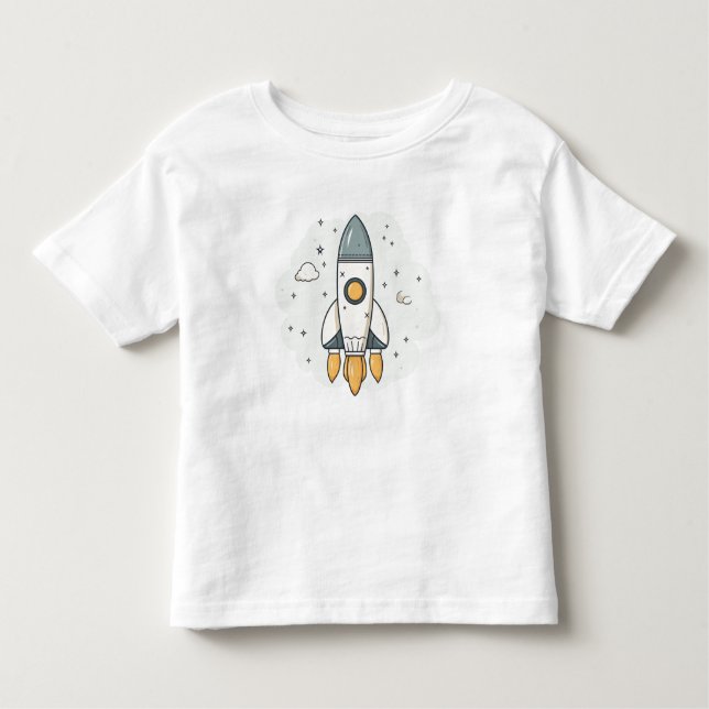 Soft Pastel Beige Rocket Ship  Toddler T-shirt (Front)