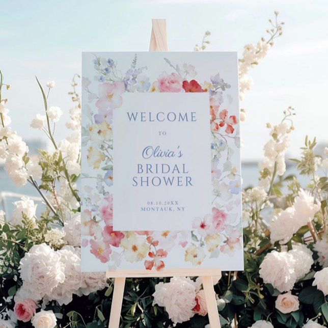 Soft Pastel Bloom Bridal Shower Welcome Foam Board (Creator Uploaded)