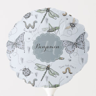 Soft Pastel Blue Boho Baby Bugs Kids & Baby Balloon