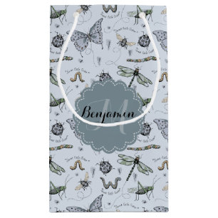 Soft Pastel Blue Boho Baby Bugs Kids & Baby Small Gift Bag