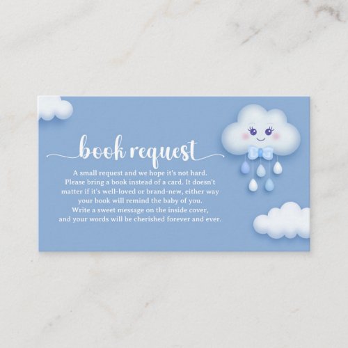 Soft pastel blue cloud nine boy baby book request enclosure card